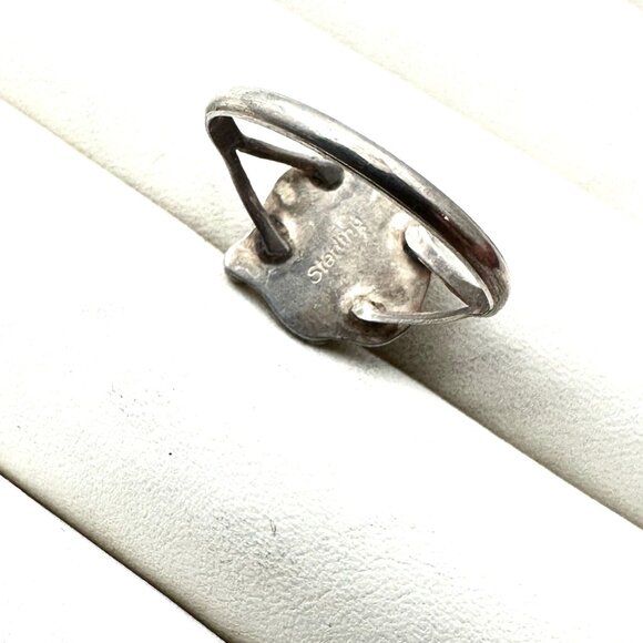 Vintage Native American Blue Turquoise Sterling Silver Ring Size 9 - Picture 2 of 2